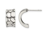Sterling Silver Rock Pattern Concave Post Earrings